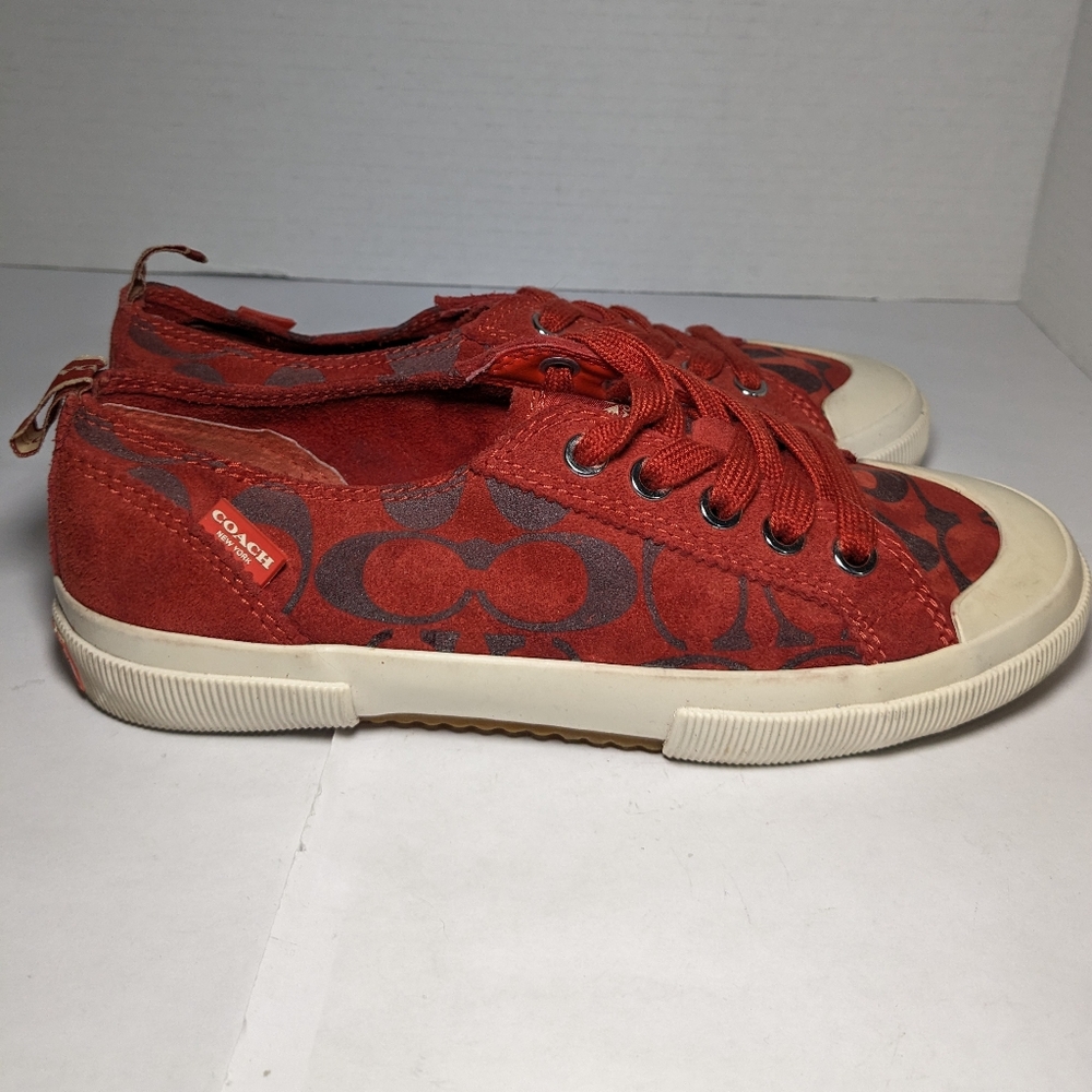 Red Coach sneakers size 5.5 kattie